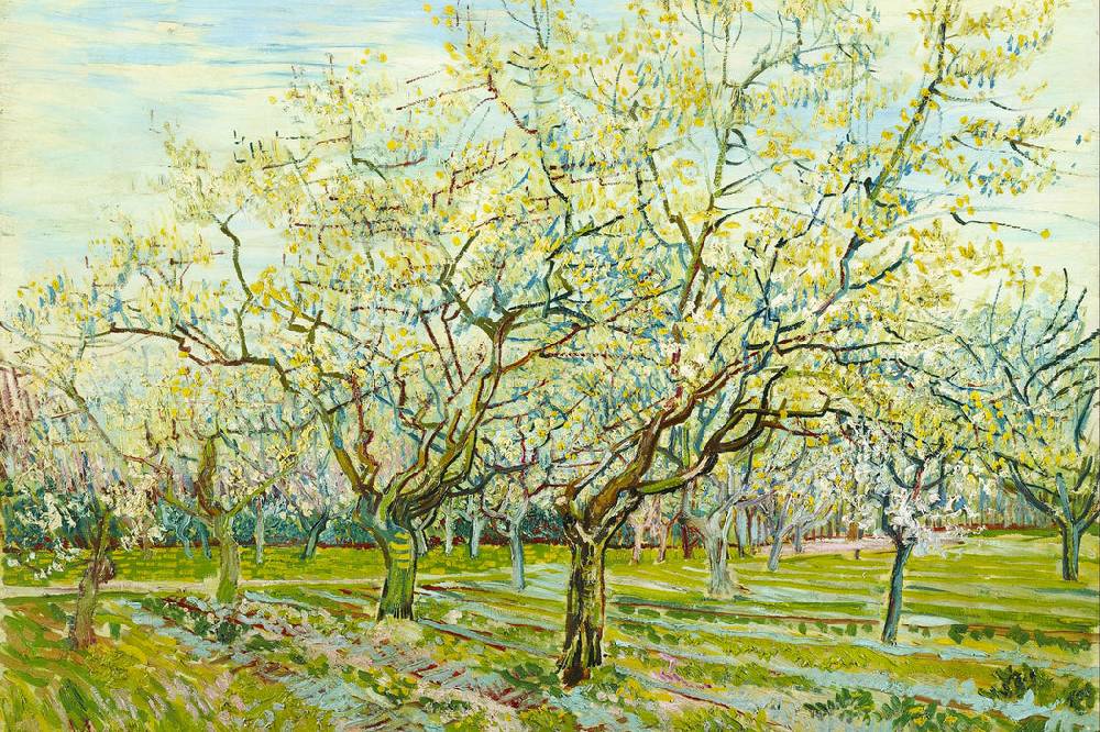 Pixxprint Vincent Van Gogh - Der weiße Obstgarten , Glasbild Clearance-Verkauf