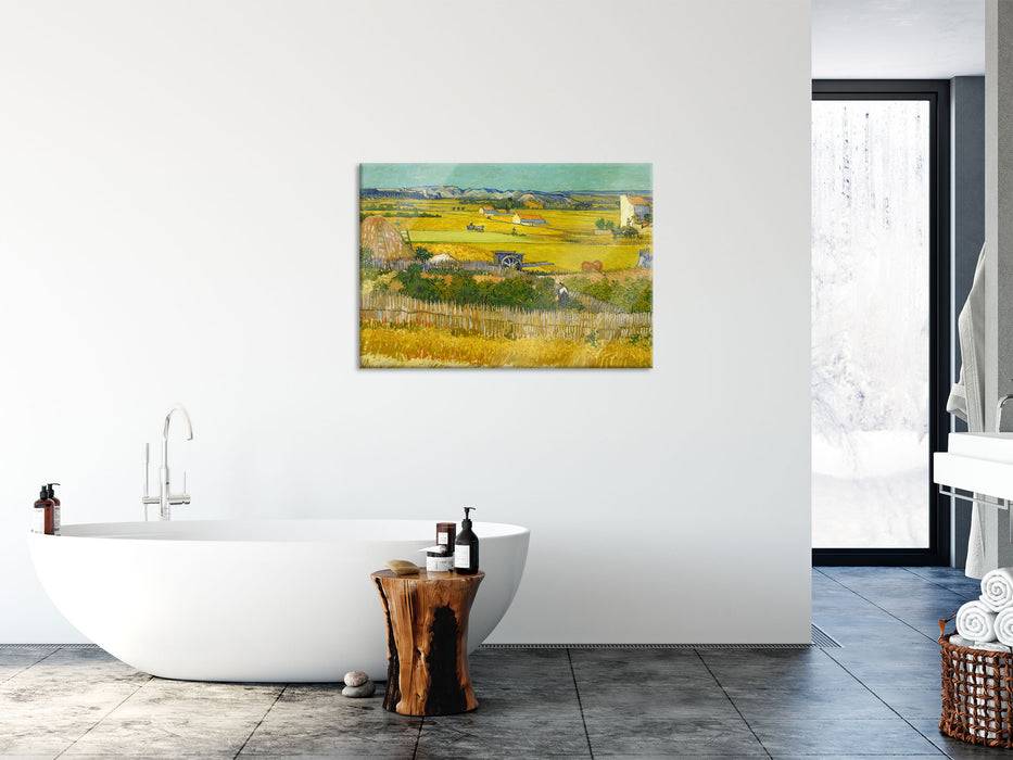 Pixxprint Vincent Van Gogh - Die Ernte , Glasbild Fabrikladen