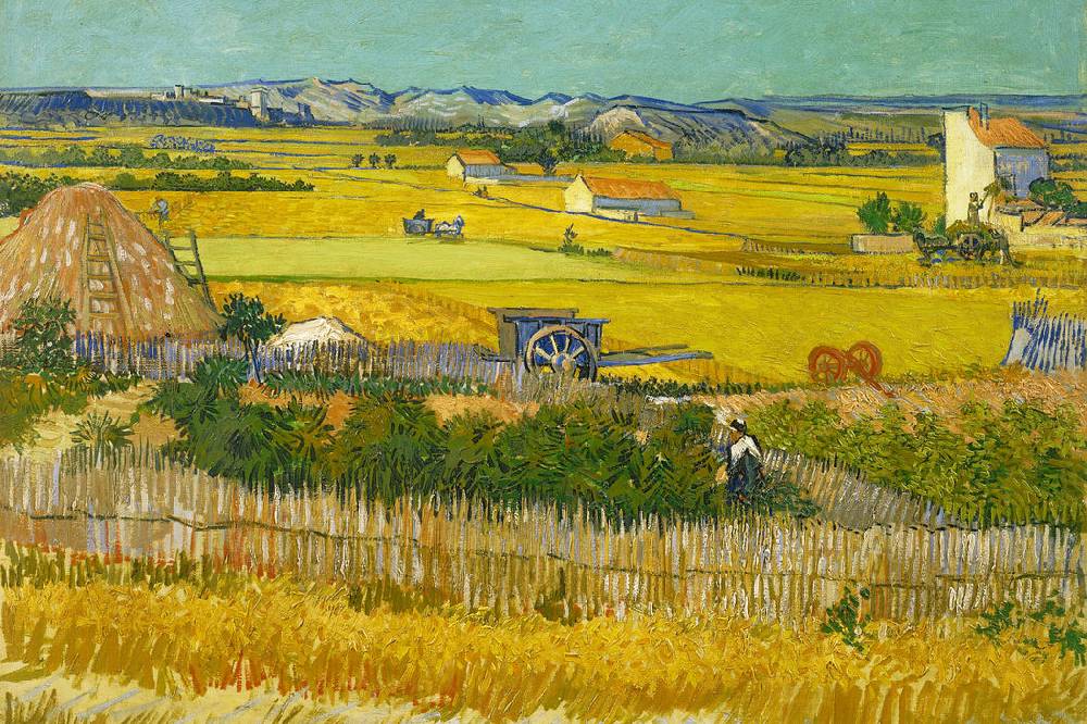 Pixxprint Vincent Van Gogh - Die Ernte , Glasbild Fabrikladen