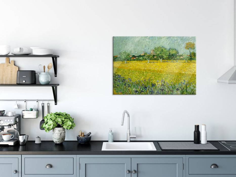 Pixxprint Vincent Van Gogh - Feld mit Blumen in der Nähe von Arle, Glasbild Im Verkauf