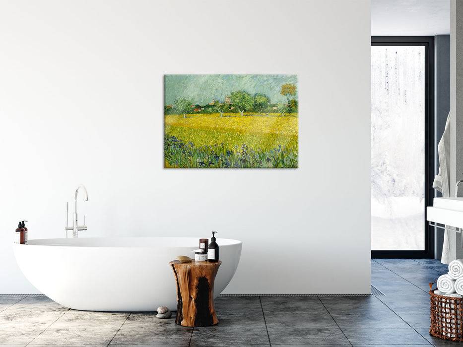 Pixxprint Vincent Van Gogh - Feld mit Blumen in der Nähe von Arle, Glasbild Im Verkauf