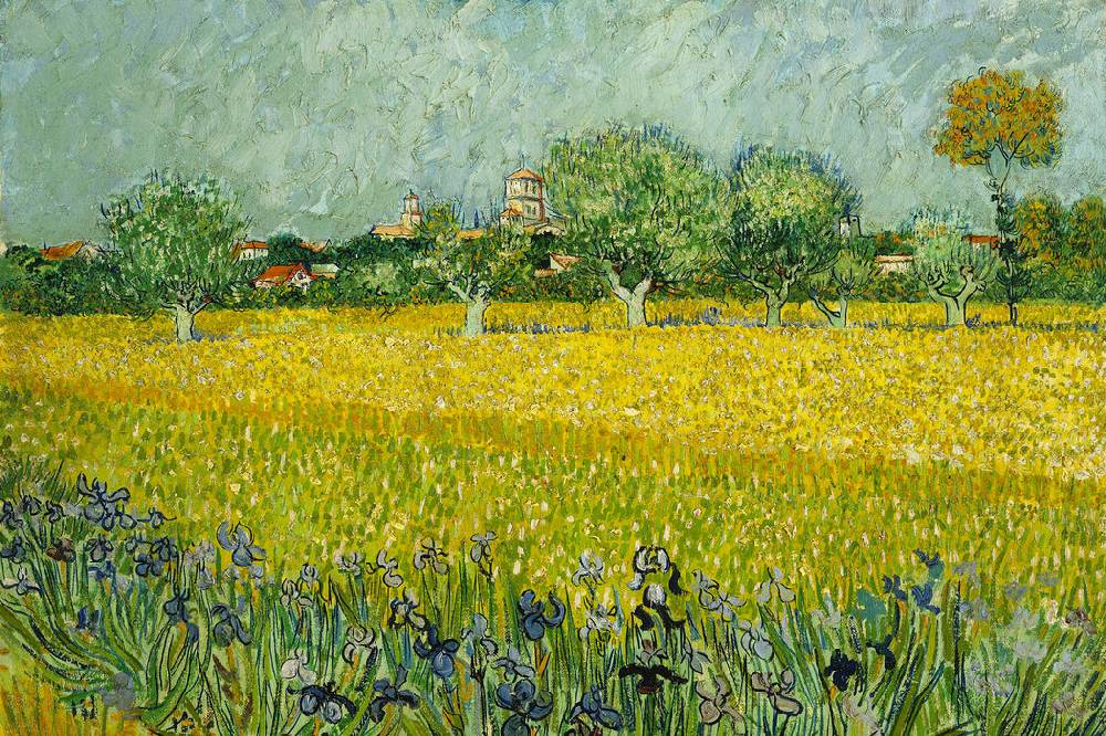 Pixxprint Vincent Van Gogh - Feld mit Blumen in der Nähe von Arle, Glasbild Im Verkauf