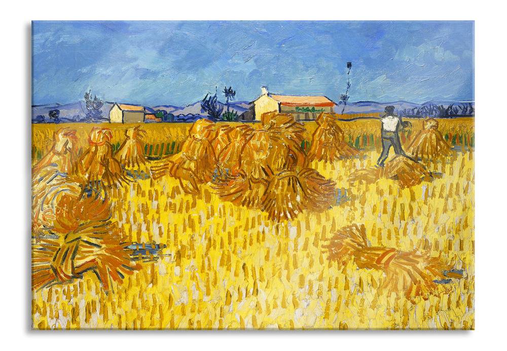 Pixxprint Vincent Van Gogh - Getreide-Ernte in der Provence , Glasbild 50% Rabatt für begrenzte Zeit