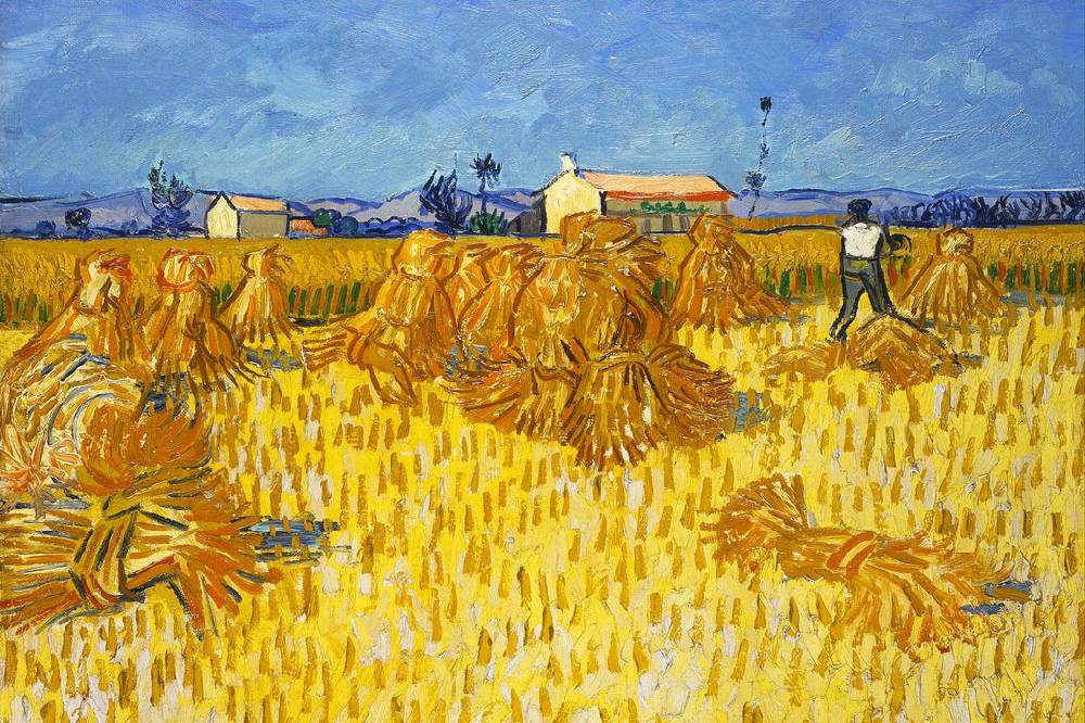 Pixxprint Vincent Van Gogh - Getreide-Ernte in der Provence , Glasbild 50% Rabatt für begrenzte Zeit