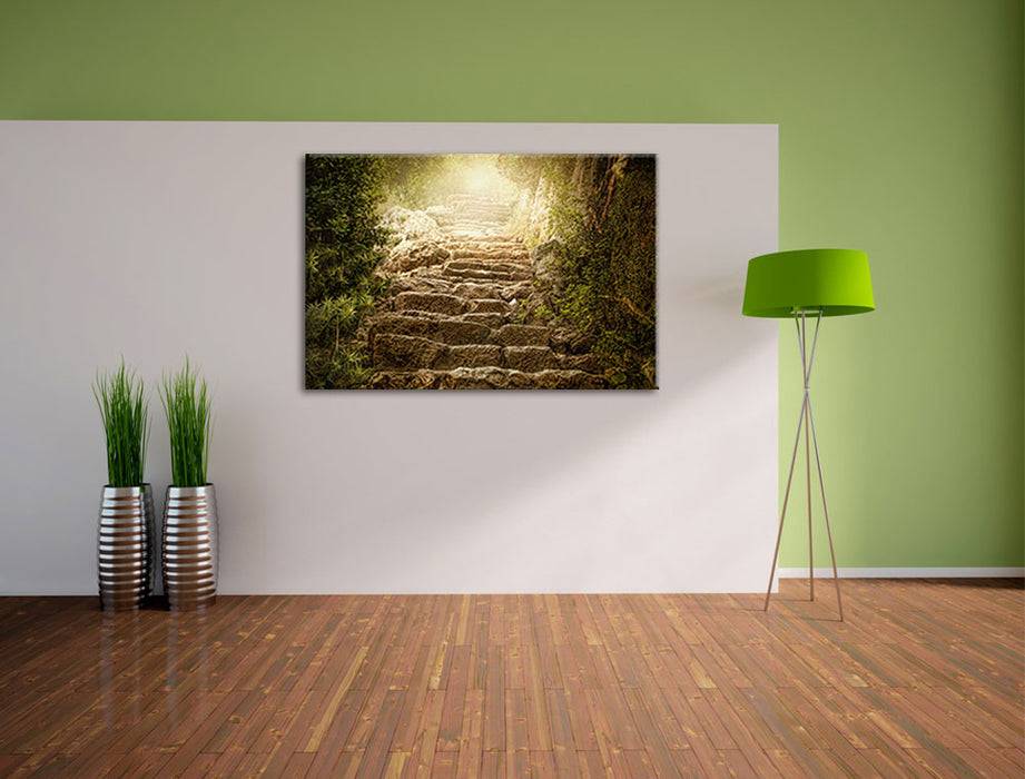 Pixxprint Schöne alte Steintreppe, Leinwandbild Online