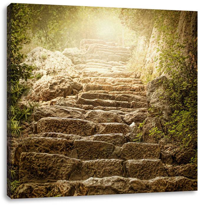 Pixxprint Schöne alte Steintreppe, Leinwandbild Online