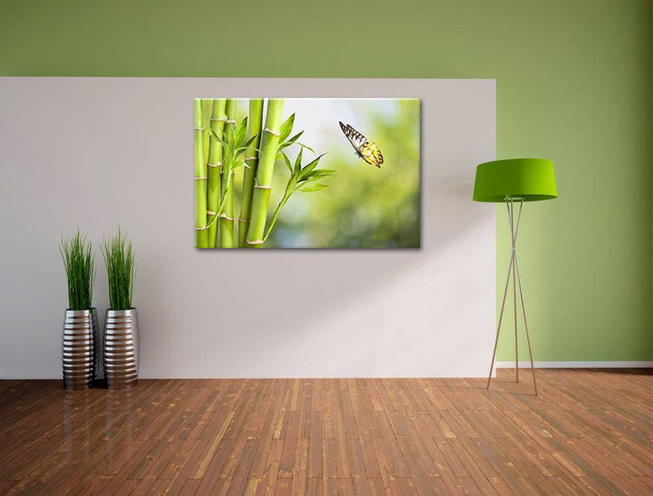 Pixxprint Bambus mit Schmetterling, Leinwandbild Angebote