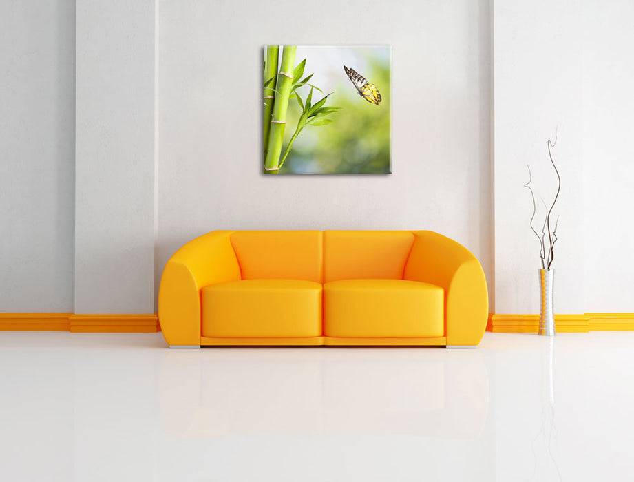 Pixxprint Bambus mit Schmetterling, Leinwandbild Angebote
