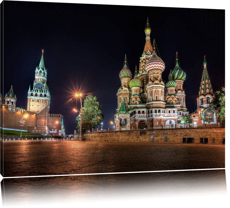 Pixxprint Basilius Kathedrale in Moskau, Leinwandbild