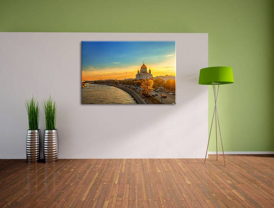 Pixxprint Sonnenuntergang in Moskau, Leinwandbild Fabrikverkauf
