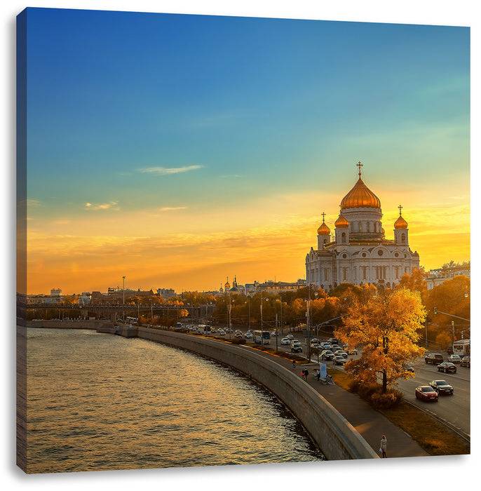 Pixxprint Sonnenuntergang in Moskau, Leinwandbild Fabrikverkauf