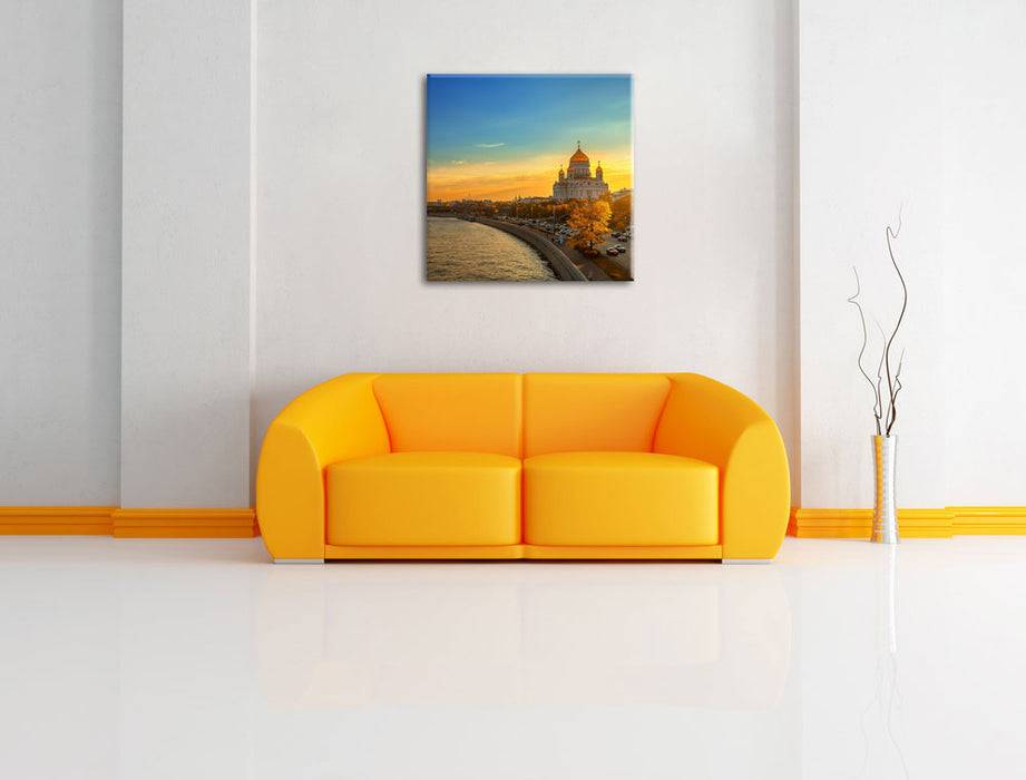 Pixxprint Sonnenuntergang in Moskau, Leinwandbild Fabrikverkauf