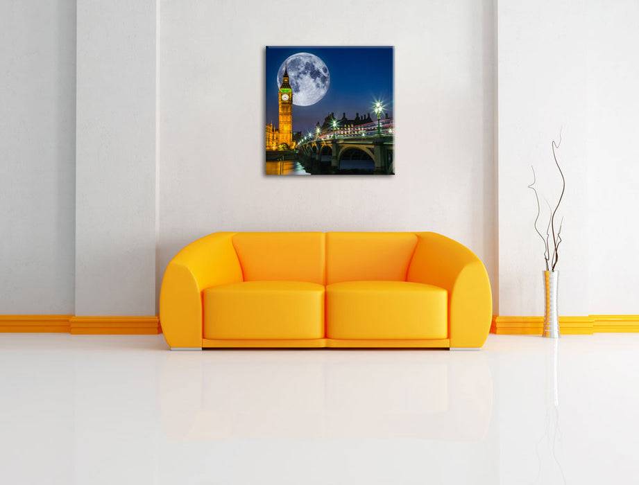 Pixxprint Big Ben vor Mond in London, Leinwandbild Kostenloser Versand