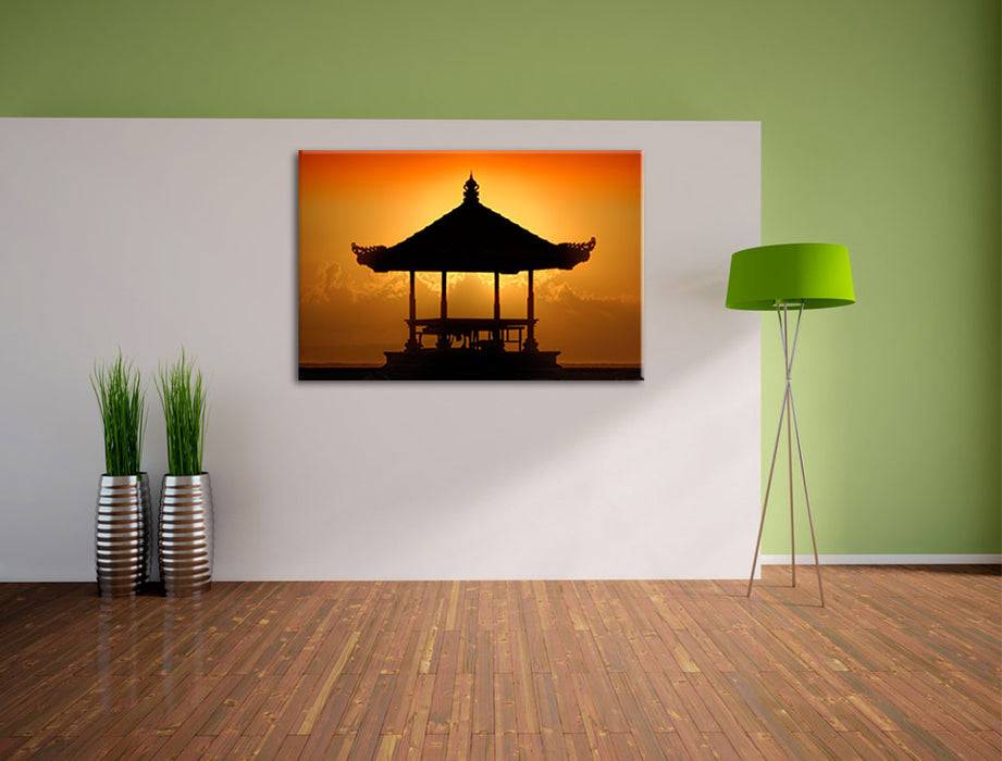 Pixxprint Pagode in Bali im Sonnenuntergang, Leinwandbild Limitierter Zeitrabatt