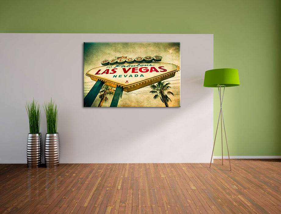 Pixxprint Las Vegas Ortsschild, Leinwandbild Rabatt