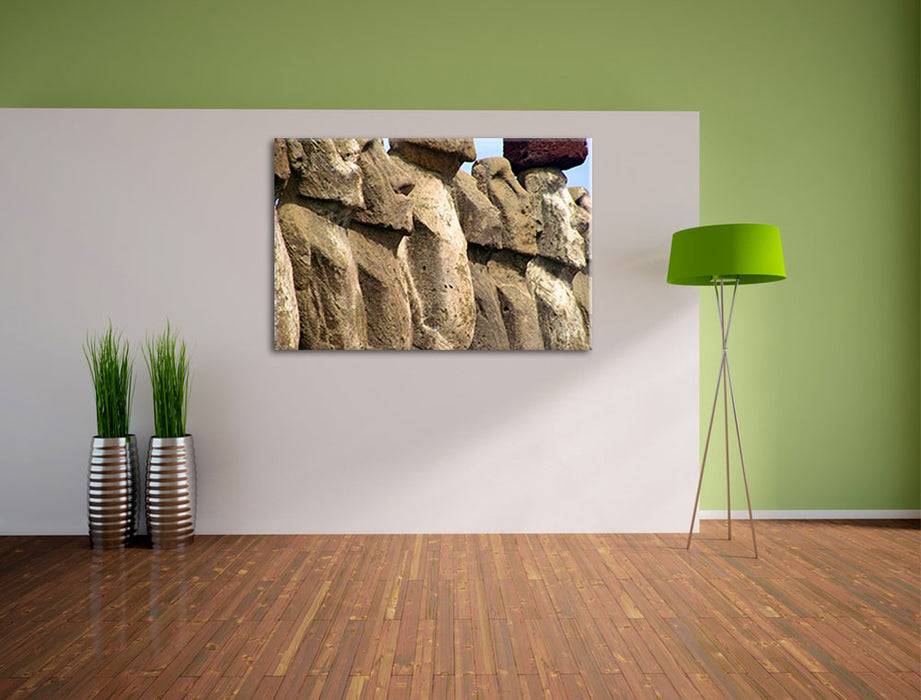 Pixxprint Osterinseln Statuen Detailansicht, Leinwandbild Günstig kaufen