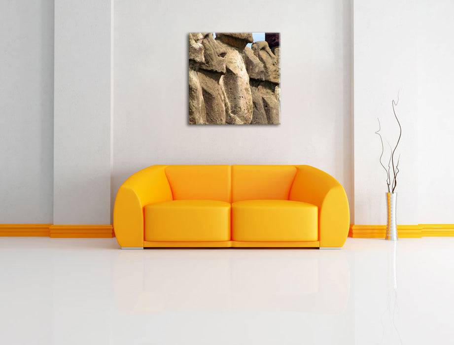 Pixxprint Osterinseln Statuen Detailansicht, Leinwandbild Günstig kaufen