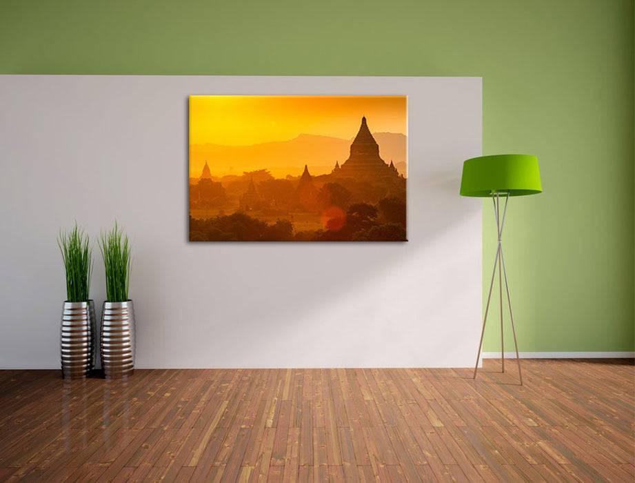 Pixxprint Buddha Tempel im Sonnenuntergang, Leinwandbild Großer Ausverkauf