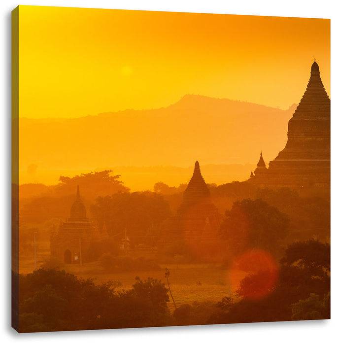 Pixxprint Buddha Tempel im Sonnenuntergang, Leinwandbild Großer Ausverkauf