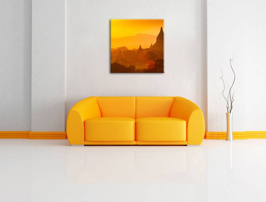 Pixxprint Buddha Tempel im Sonnenuntergang, Leinwandbild Großer Ausverkauf