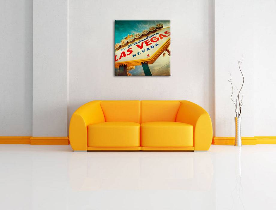 Pixxprint Las Vegas Retro Look, Leinwandbild Flash Sale