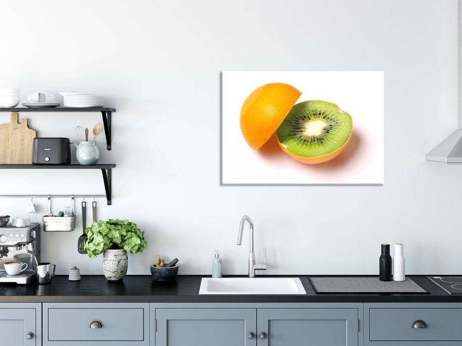 Pixxprint Leckere Kiwi mit Orangenschale, Glasbild Begrenztes Angebot