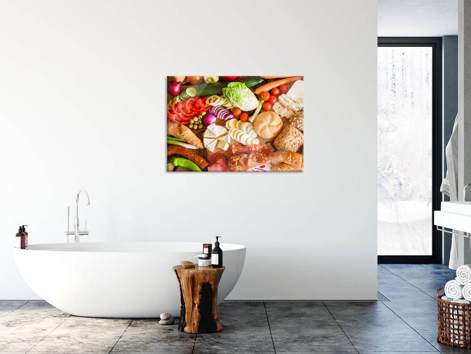 Pixxprint Leckeres herzhaftes Frühstück, Glasbild Black Friday