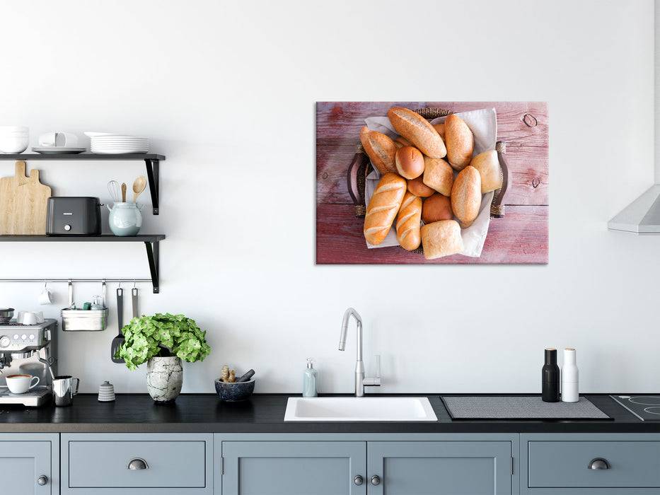 Pixxprint Frische knusprige Brötchen, Glasbild Weihnachtsangebot