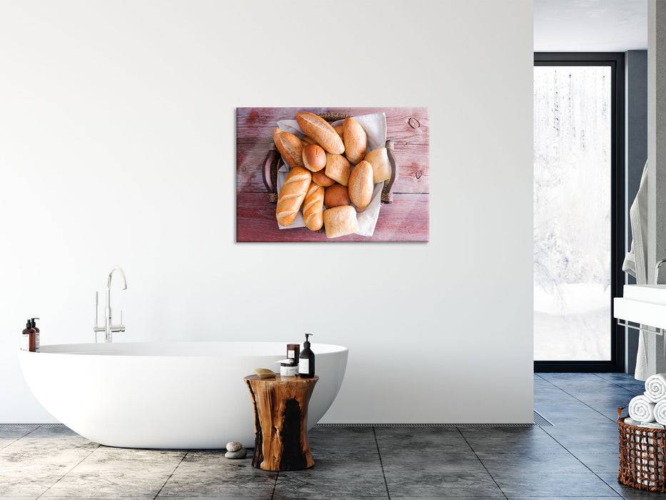 Pixxprint Frische knusprige Brötchen, Glasbild Weihnachtsangebot
