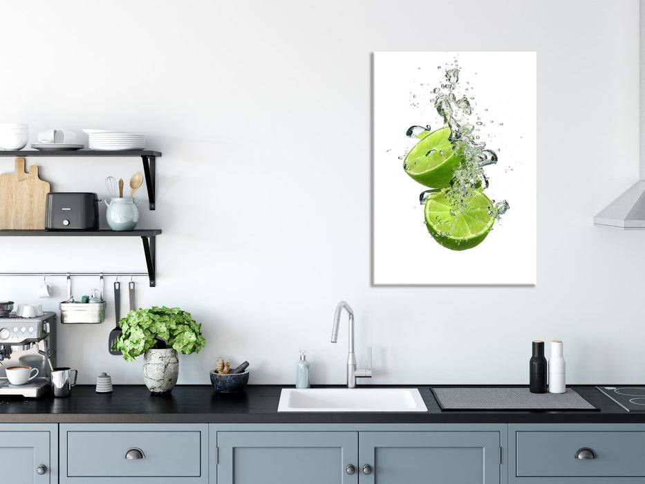 Pixxprint Limette fällt in das Wasser, Glasbild Muttertagsangebot