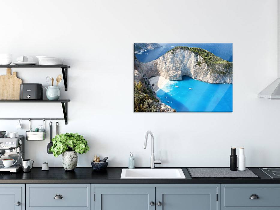 Pixxprint Bucht mit Sandstrand, Glasbild Vatertagsangebot