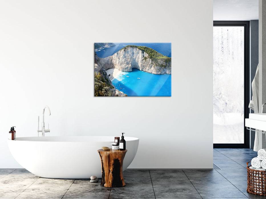 Pixxprint Bucht mit Sandstrand, Glasbild Vatertagsangebot