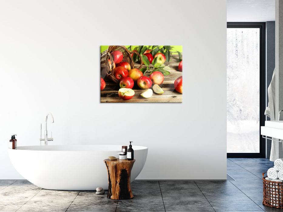 Pixxprint Korb mit Äpfeln, Glasbild Heißer Verkauf