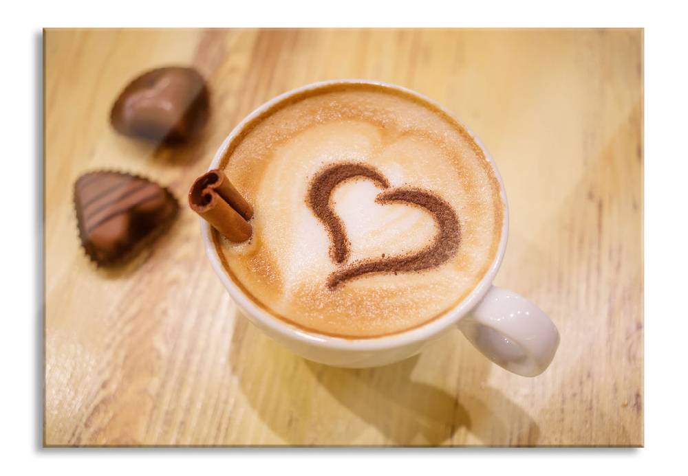 Pixxprint Leckerer Cappucino mit Herz, Glasbild Top Angebot