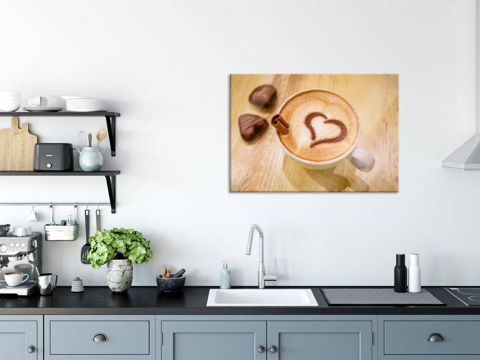 Pixxprint Leckerer Cappucino mit Herz, Glasbild Top Angebot