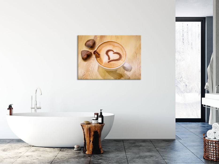 Pixxprint Leckerer Cappucino mit Herz, Glasbild Top Angebot