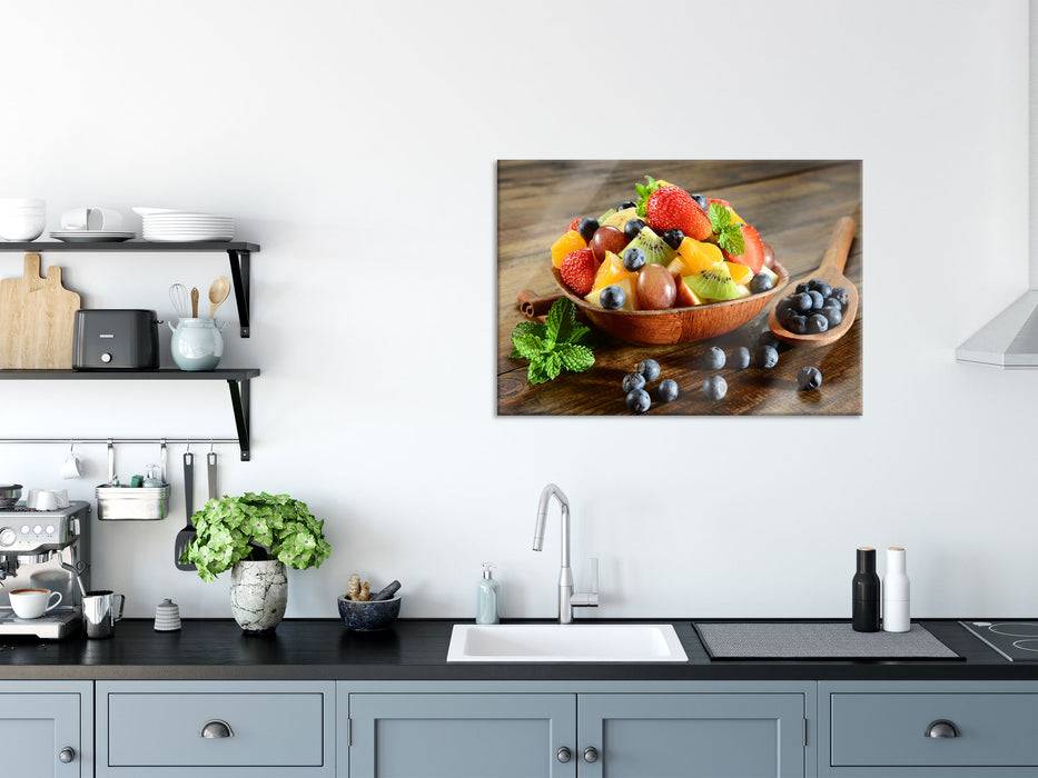 Pixxprint Schale voll mit frischem Obst, Glasbild Online Outlet