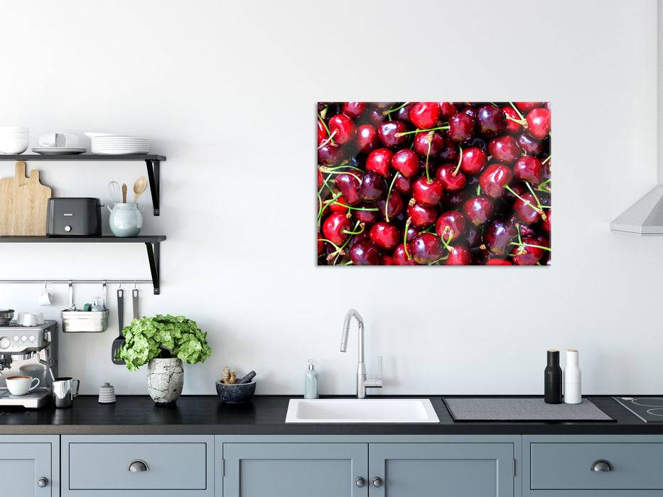 Pixxprint Leckere knackige Kirschen, Glasbild Exklusive Angebote