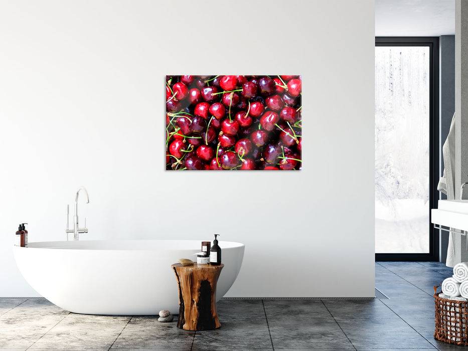 Pixxprint Leckere knackige Kirschen, Glasbild Exklusive Angebote