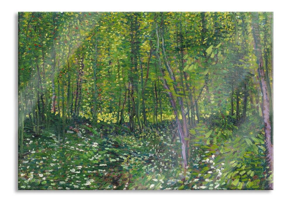 Pixxprint Vincent Van Gogh - Bäume und Unterholz , Glasbild