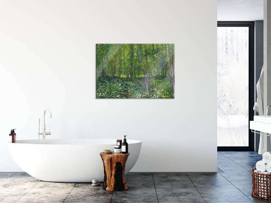 Pixxprint Vincent Van Gogh - Bäume und Unterholz , Glasbild Räumungsverkauf