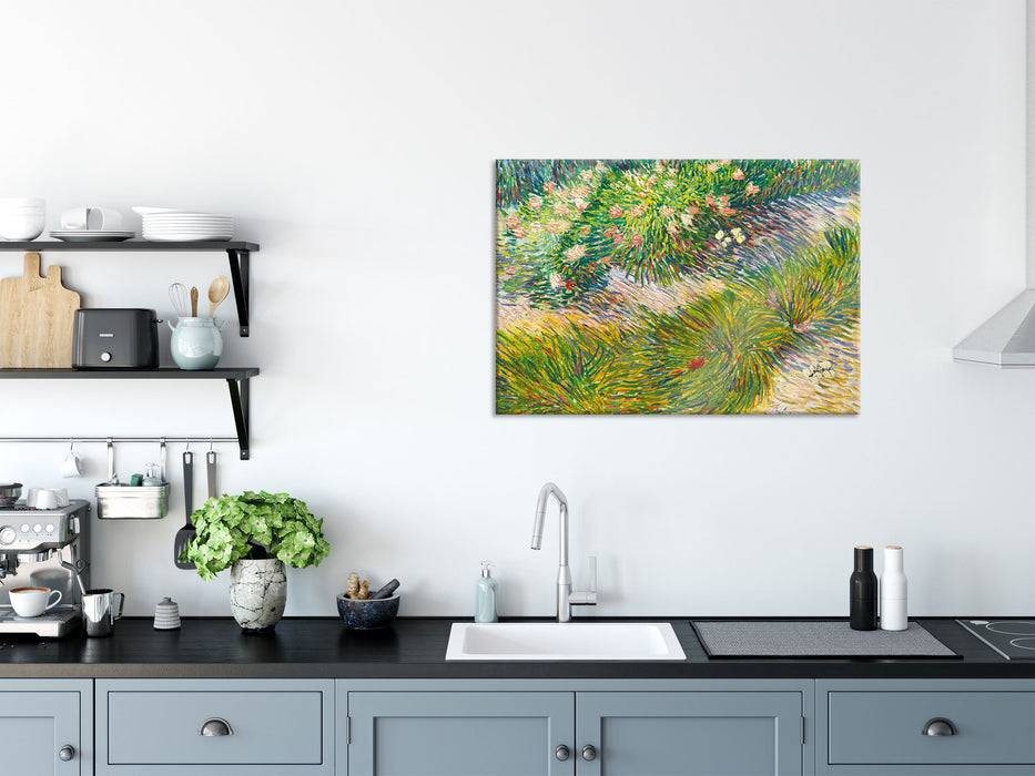 Pixxprint Vincent Van Gogh - Gras und Schmetterlinge , Glasbild Sonderangebote