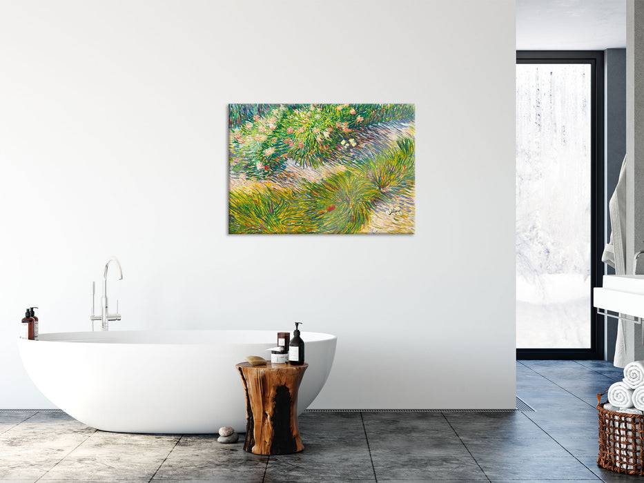 Pixxprint Vincent Van Gogh - Gras und Schmetterlinge , Glasbild Sonderangebote