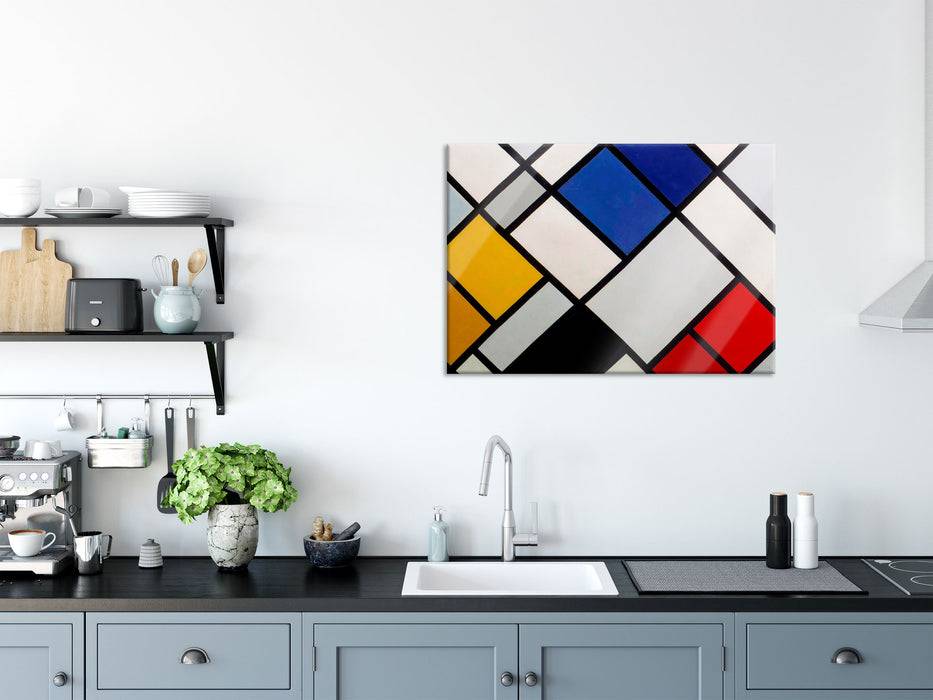 Pixxprint Theo van Doesburg - Kontra Komposition von Dissonanzen, Glasbild Kostenlose Rückgabe