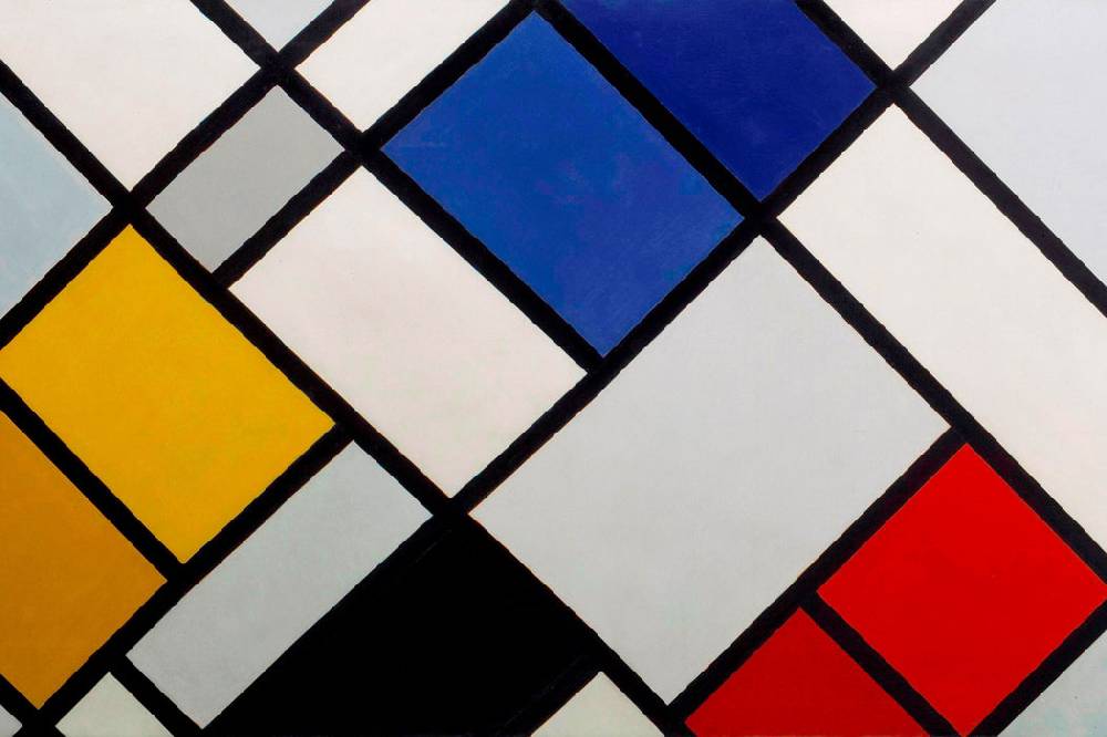 Pixxprint Theo van Doesburg - Kontra Komposition von Dissonanzen, Glasbild Kostenlose Rückgabe
