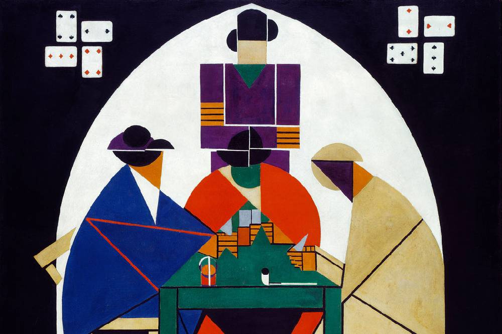 Pixxprint Theo van Doesburg - Kartenspieler, Glasbild Begrenzte Freigabe