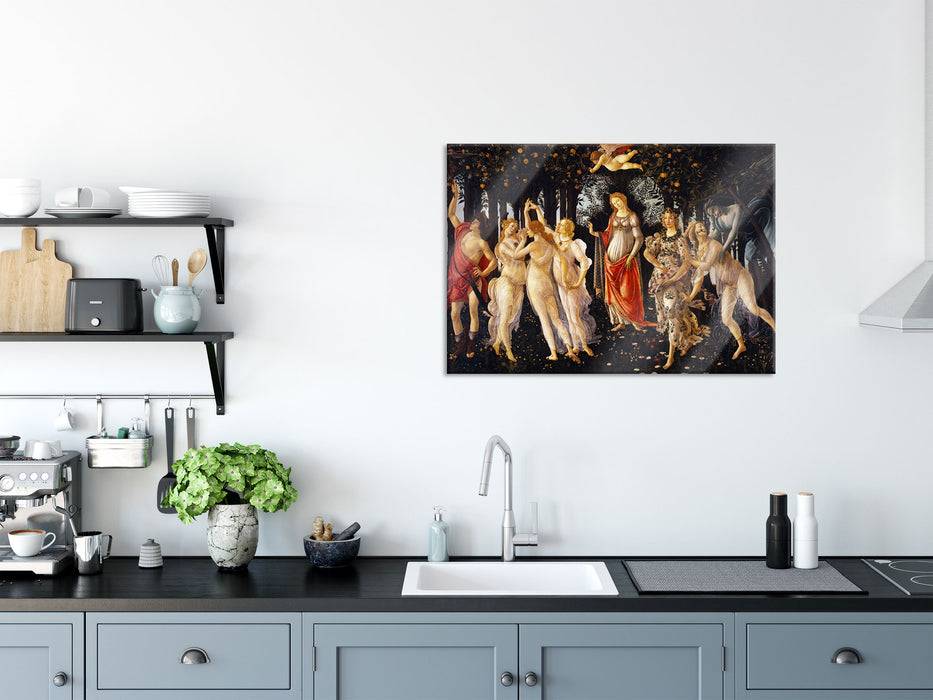 Pixxprint Sandro Botticelli - Frühling Primavera, Glasbild Letzte 3 Tage