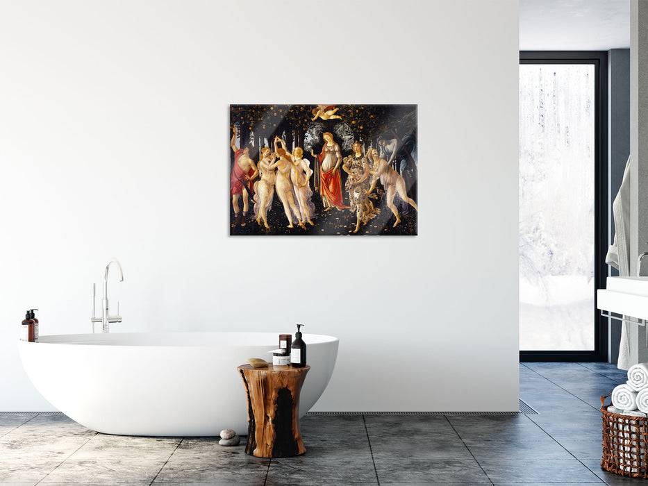 Pixxprint Sandro Botticelli - Frühling Primavera, Glasbild Letzte 3 Tage