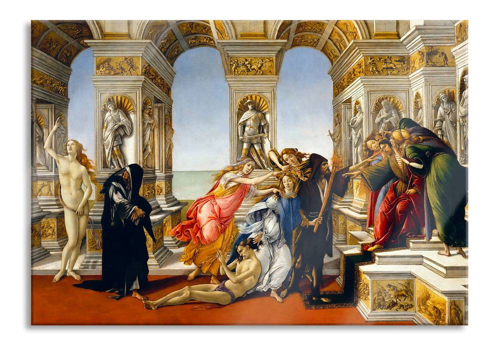 Pixxprint Sandro Botticelli - Die Verleumdung des Apelles , Glasbild