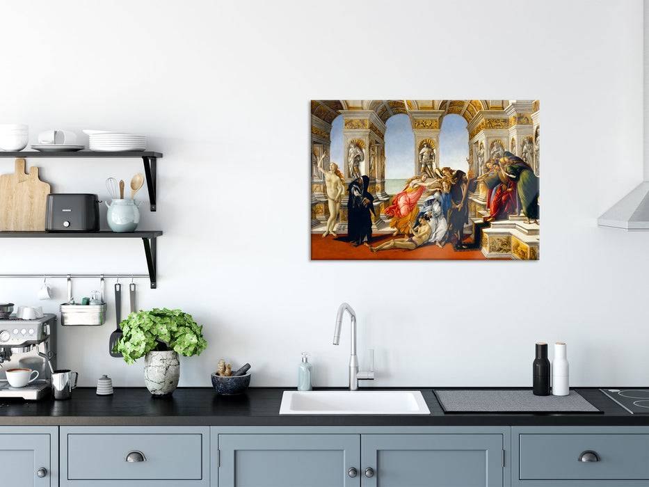 Pixxprint Sandro Botticelli - Die Verleumdung des Apelles , Glasbild Zeitbegrenzte Promotion